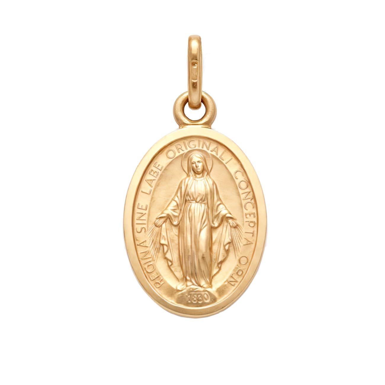 Alexander Castle Child's Small Solid 9ct Gold Miraculous Medal Catholic Pendant - 12mm x 9mm Miraculous Medal PENDANT ONLY with Jewellery Gift Box