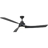 Ormond 60-Inch Integrated LED Ceiling Fan with Light and Remote - Matte Black with 3 Black Blades by Minka Ceiling Fan Co.