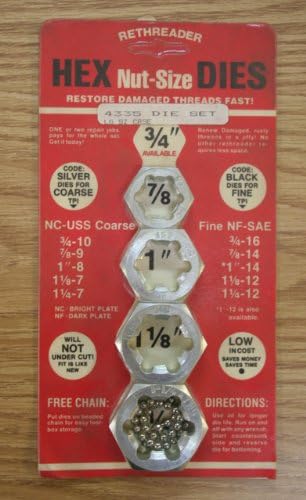 Std Coarse Thread Nut-Size Hex Rethreader Set 7/8-1 1/4