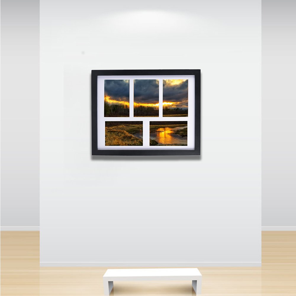 Wall Picture Frame 11x14, Alotpower Multiple Picture Frame Displays Five 4x6 Inch Pictures with White Mat