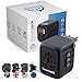 International Travel Adapter - Wall Charger 3 USB Ports +1 Type C - Fuse Protection from Surge - Universal Power Adapter ​​​​with US EU UK AU Outlet Plug works on 110V-220V 1500W/6A