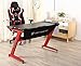 Ficmax Gaming Desk Z Shaped Gaming Computer Desk with LED Light Pro Gamer Computer Table with Leather Fender Cloth Ergonomic PC Desk for Gamer Z Leg Home Office Desk Large Size Esport Gaming Desk(Red)
