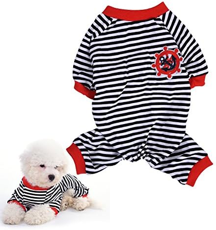 awhao Pyjamas for Dogs Pet Stripes Jumpsuit Pyjamas Coat Clothes Black L