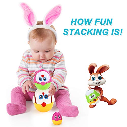 VATOS Nesting Easter Plastic Eggs Toy, Eggs Stacking Toy, Stacker Toys for 18 Months+ Baby Infant Toddler, Educational Toys for 1.5+ Years old Girl and Boys, Cute Chicken Family Style Baby Toddler Toy