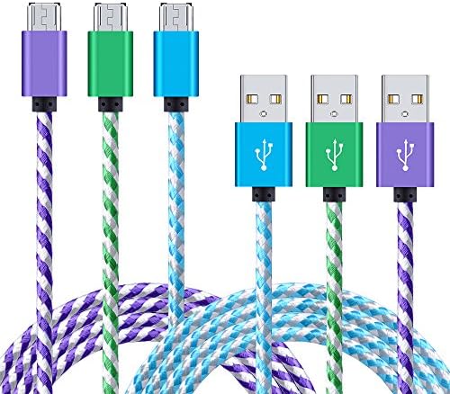 Galaxy S7 Charger, NonoUV 3-Pack 6ft Nylon Braided Micro Usb 2.0 Cable Long Samsung Charger Cord for Samsung Galaxy S6, S7 edge, S6 edge plus, Note 5, 4, HTC, LG, Tablet, Nexus, and More Android Phone