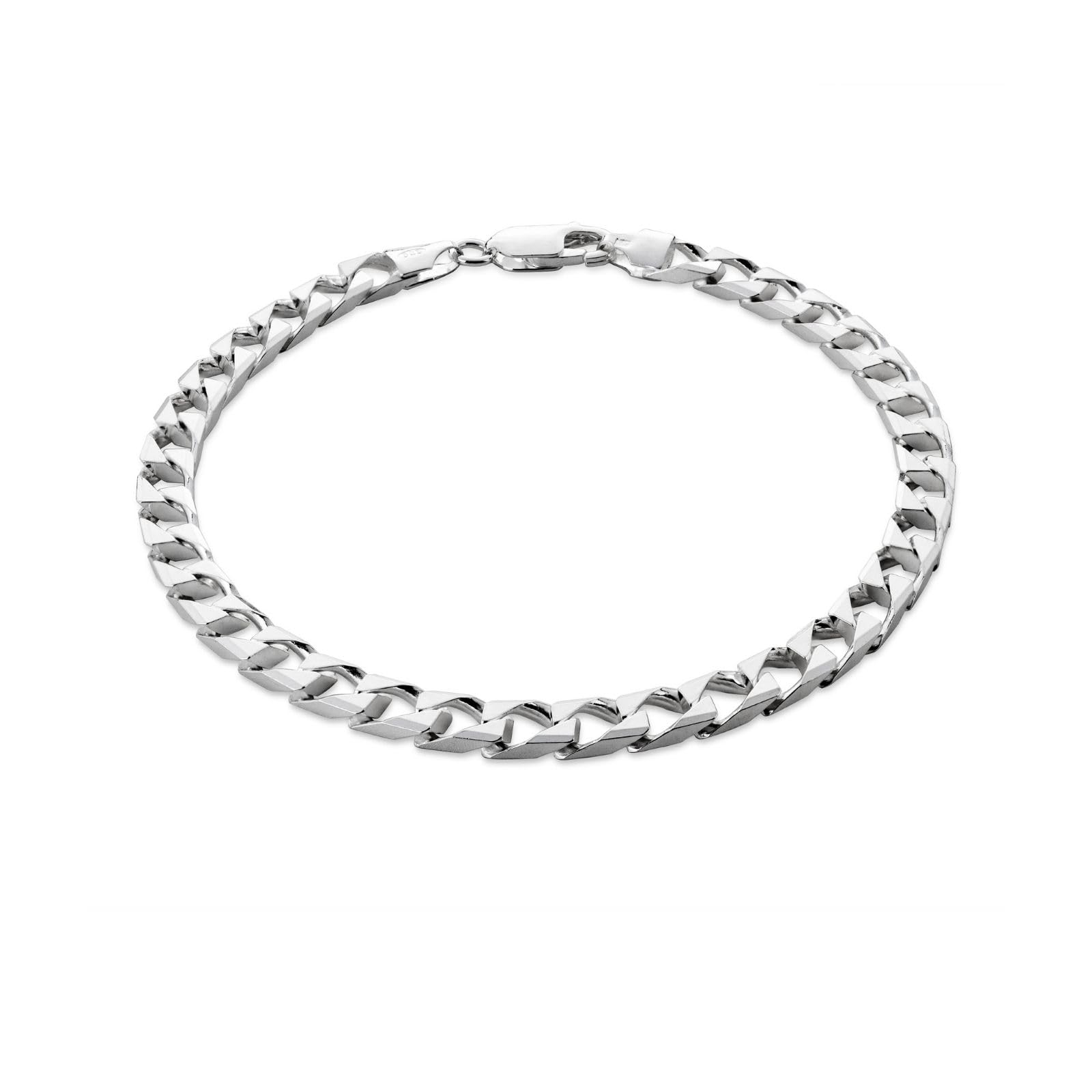 Mens Bracelet 925 Sterling Silver Chain With Lobster Clasp And Polished Finish Length 20cm