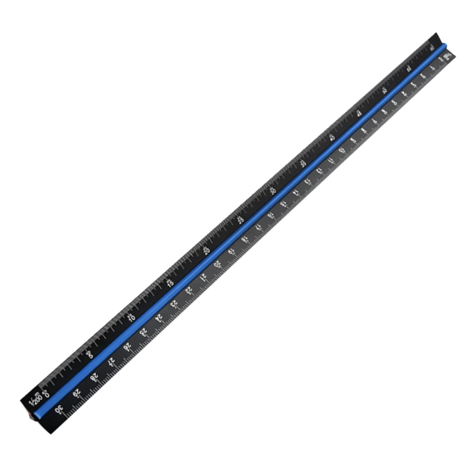 Metal Scale Ruler - 30cm Black Aluminium Triangular Scale Ruler Metric for Architects & Engineers 1:1, 1:2, 1:5, 1:10, 1:20, 1:50, 1:100, 1:200, 1:500, 1:1000, 1:1250, 1:2500