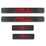 for Kia Soul Door Sill Protector Reflective 4D Carbon Fiber Sticker Door Entry Guard Door Sill Scuff Plate Stickers Auto Accessories 4Pcs Red