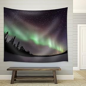 Aurora in The Night - Fabric Wall Tapestry Home Decor - 51x60 inches