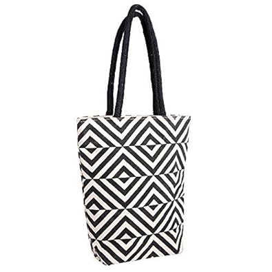 The Green Chapter Cotton Canvas tote sturdy heavy Gift for women shopping zippered tote bag, soft cotton handles, medium - Geometric