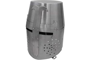 Medieval Warrior Templar Brass Crusader Helmet Knights Helmet | Wearable for Adult | Medieval Costumes | FREE STAND