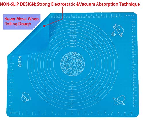 Silicone Baking Mats,Non Stick & Non Slip Baking Pastry Mat for Rolling Out Dough,Reusable,Heat Resistant,BPA Free,Non-Toxic,Easy to Clean With Measurements-Blue - Thumbnail 2