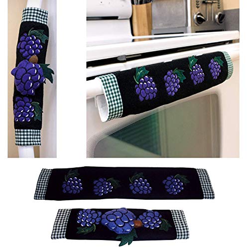 Kitchen Appliance Handle Covers with Grape Design, Stove Handle Covers
