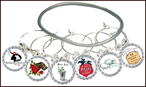Kentucky Derby Wine Glass Charms - Kentucky Derby Glass Identifier Tags - Horse Charms - 9 Wine Charms/pack