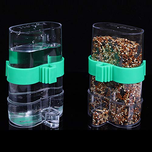 BLSMU Parakeet Water Dispenser,No-Mess Parrot Feeder,Macaw Waterer,Cockatiel Cage Accessories,Automatic Feeding for African Greys,Budgies,Finch and Other Bird 2Pcs