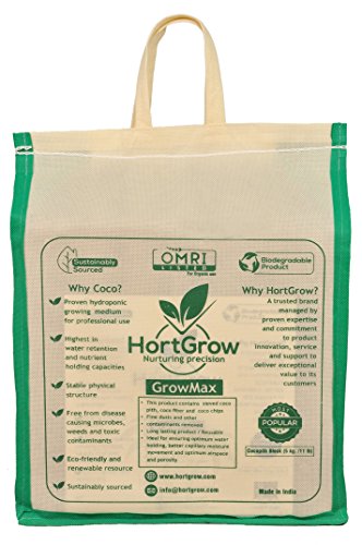 GrowMax - an Optimal Blend of Coco Coir/Coco Peat, Coco Fiber, and Coco Chips | Potting Mix (5 x 1 kilogram Block Expands to 2.25 cu.ft)