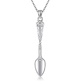 YAFEINI Spoon Necklace 925 Sterling Silver Spoon Pendant For Women Mom Tableware Jewelry With Present Box