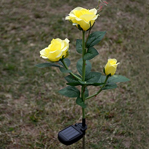 image for Homeleo Light Up Rose LED Stake Lights, Outdoor Solar Powered Rose Flo