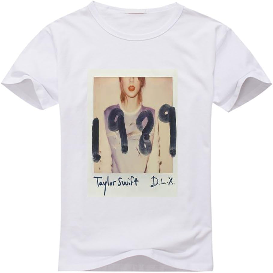 SHZH Taylor Swift Short Sleeve T Shirts Men Medium White