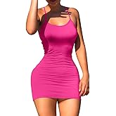 LCNBA Sexy Spaghetti Strap Tank Dress Basic Backless Bodycon Club Party Mini Dress