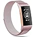 Deyo Milanese Bands Compatible for Fitbit Charge 3/Charge 3 SE Women Men Advanced Fitness Tracker Stainless Steel Metal Replacement Accessories Strap Wristbands Small Large (Rose Pink, Small)