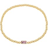 Dainty Birthstone Bracelet for Women Imitation Crystal Bead Elastic Bracelets Trendy Friendship Birthday Jewelry Christmas Stuff for Women