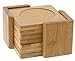 6-Piece Drink Coasters Set - Square Bamboo Coasters with Holder - 3.75 x 3.75 inches