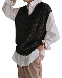 Women's V Neck Sweater Vest Oversized Sleeveless