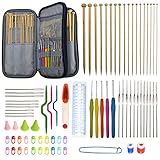 94 Pieces Crochet Hooks & Knitting Needles Set Kit - Portable Case, Contains All The Kntting & Crochet Accessories Fit Any Projects, Ideal Gift for Mom Grandma Girfriend