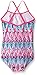 Kanu Surf Girls' Layla Beach Sport Banded 1 Piece Swimsuit, Candy Pink Chevron, 14