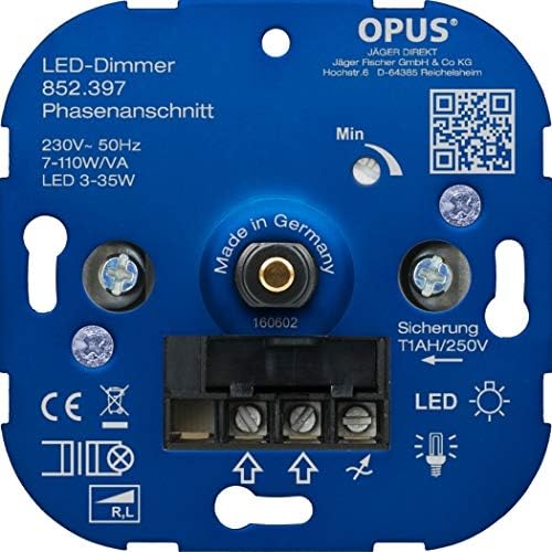 OPUS® Rotary Dimmer for LED and Energy-Saving Bulbs Version Phase Control Watt 15-450 VA/LED 5-150 W, Blue - Image 3