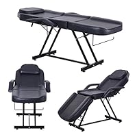 Apelila Beauty Salon Chair Massage Table Bed Folding Therapy SPA Bed Facial Tattoo Chair Black