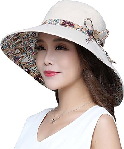 Ls Lady Womens Summer Flap Cover Cap Cotton Anti-UV UPF 50+ Sun Shade Wide Brim Stylish Hat with Bow