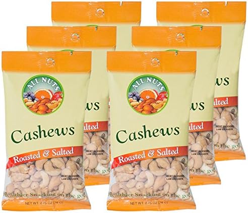 All Nuts 6 Pack Cashew Roasted Salted 2.75oz Bags