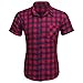 Men Single Pocket Short Sleeve Plaid Shirt Sport