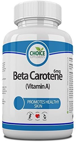 Choice Supplements Beta Carotene 6mg Tablets Vitamin A Maintain Healthy Skin Tanning (60 Tablets Bottled)