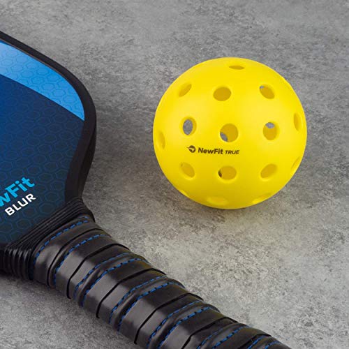 NewFit True Pickleball Balls | Premium Outdoor Pickleballs l Durable and Quiet Yellow Colored Outside Pickleballs | Pickleball Ball Bag Included (Yellow 6-Pack)