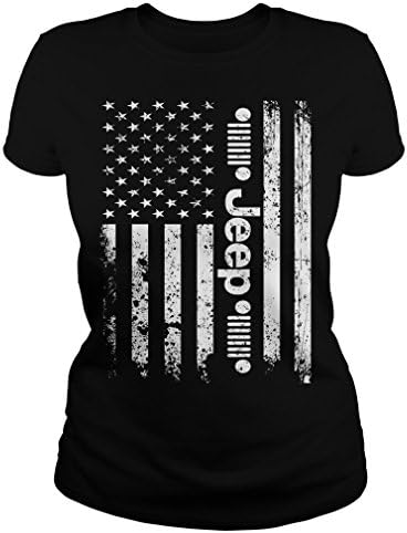 Jeep Flag T-shirt (Women, L) - Jeep Lovers Shirts Gifts - by Mike Apparel