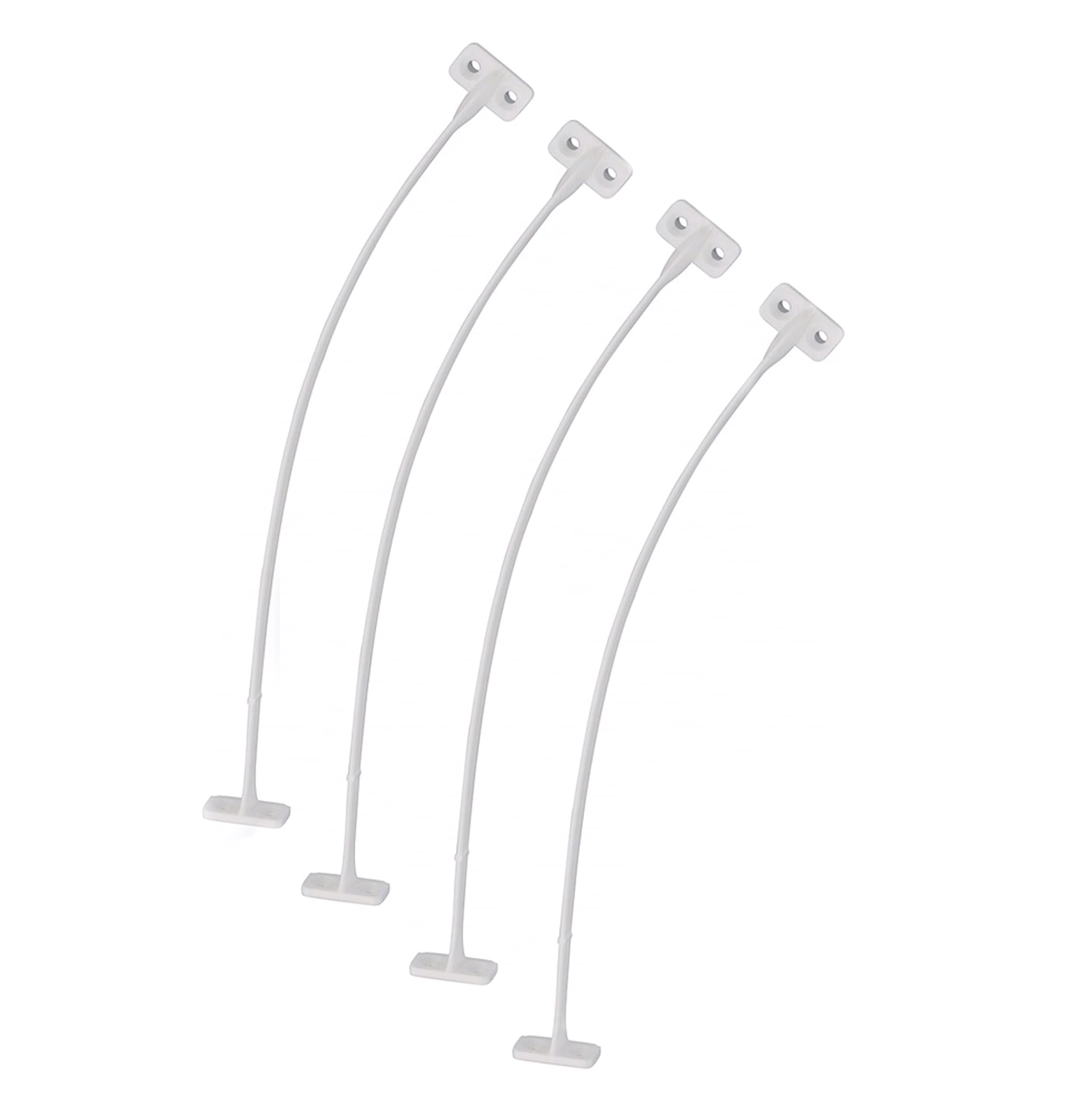 NOTIME Qty 4 Unhanded Flexible Plastic Flap Stay Stop Restraint. Home, Static, Caravan, Campervan, lodges, for Lightweight Flaps, Doors, Cupboards, 200mm 7'' 7/8 Inch Length Mounting (White)