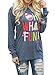 Ezcosplay Women's Long Sleeve OH WHAT FUN Print Casual Blouse T-shirt Tops