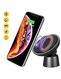 QI Cargador de coche inalámbrico, soporte magnético para coche, soporte para rejilla de ventilación, compatible con iPhone XS MAX XR XS X 8 8 Plus Samsung Galaxy S9 S9 Plus 8 7 Note 8 Note 7 S7 S7 Edge y todos