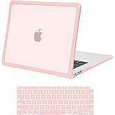 MOSISO Compatible with MacBook Air 13 inch Case M1 2021 2020 2019 2018 A2337 M1 A2179 A1932, Reduces-Fingerprints Case with Soft TPU Bumper Shell&Keyboard Cover for MacBook Air 13.3 M1, Pink