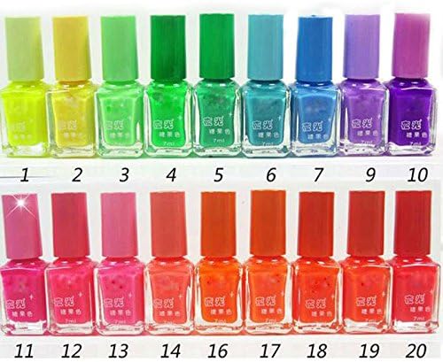 Maxry(TM)4pcs/LOT New 20 Colors 7ml Fluorescent Neon Nail Art Nail Polish Glow In The Dark Nail Varnish