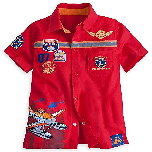 Disney Store Planes Fire and Rescue Dusty Woven Shirt Boys Red 5/6