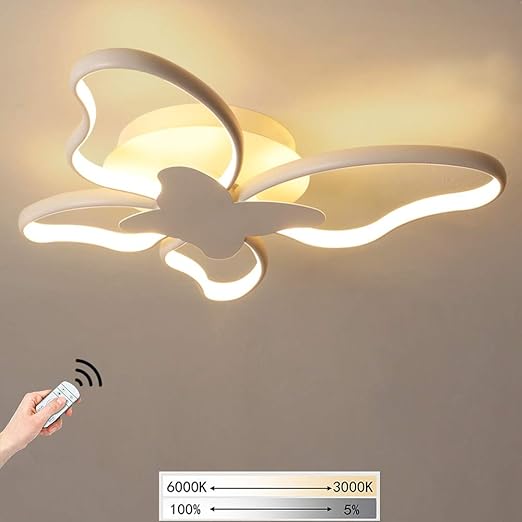Led Kinderzimmer Deckenleuchte Kinderlampe Deckenlampe Dimmbare Fernbedienung Weiss Schmetterling Kinderzimmerlampe Madchen Junge Kinder Schlafzimmer Lampe Kuche Flur Deko Decke Leuchte L58 Cm 56w Amazon De Beleuchtung