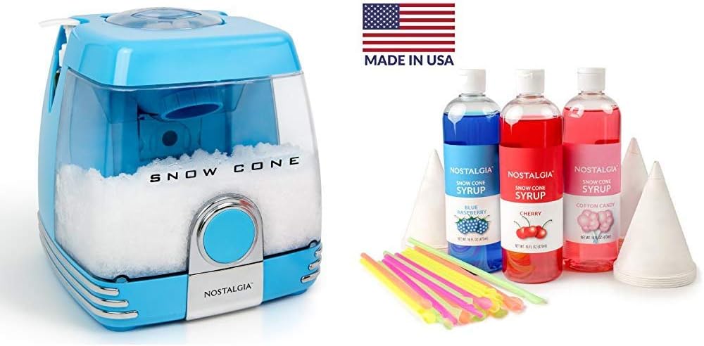 Nostalgia SC7BL Countertop Snow Cone Party Station with Snow Cone Syrup Party Kit
