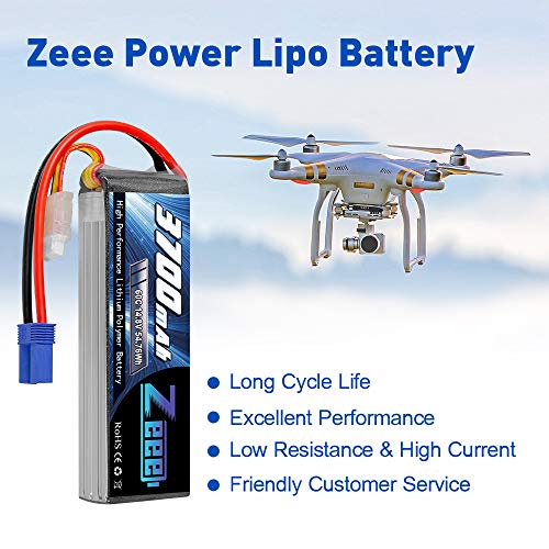Zeee 4S Lipo Akku 14,8V 3700mAh 60C RC Lipo Batterien mit EC5 Stecker für UAV Drones FPV Rennrad Quadcopters Flugzeug… – Bild 3