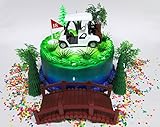 Golfing Themed 12 Piece Golfer Birthday Cake Topper Set Featuring Golf Cart and Decorative Themed Accessories