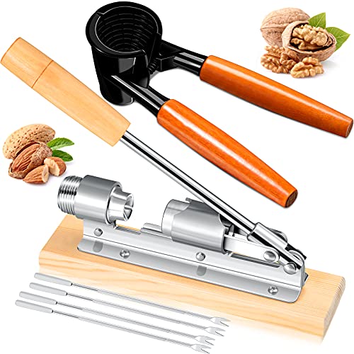 Benver 6 Pieces Nut Crackers Set, Include Wood Handle Pecan Nut Cracker