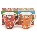 Set of 2 Whimsical Owl Coffee Mugs/cup in Gift Boxes 14 Ounces Adorable Kitchen Decor